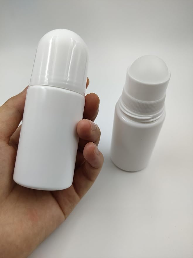 4Packs 30mL/50mL Empty Roll-on Bottle Plastic with Removable Cap for Easy Refills for Homemade Deodorants Essential Oil Blends (50mL)