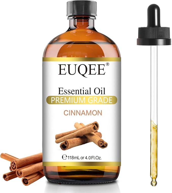 EUQEE Cinnamon Essential Oil 118ml Pure Essential Oil for Diffuser, Aromatherapy, DIY Soap, Candle Making - 4 Fl.Oz, Cinnamon,4 Fl Oz (Pack of 1)