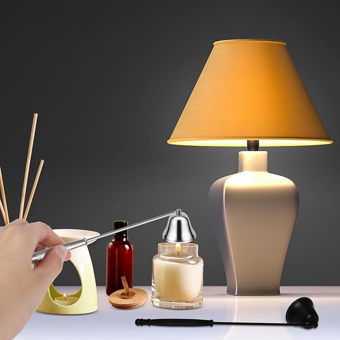 Candle Extinguisher with Long Handle, Metal Wick Snuffer Candle Snuffer Accessory with Long Handle for Scented Candle, Aromatherapy Candles for Putting Out Candles Flame (Silver)
