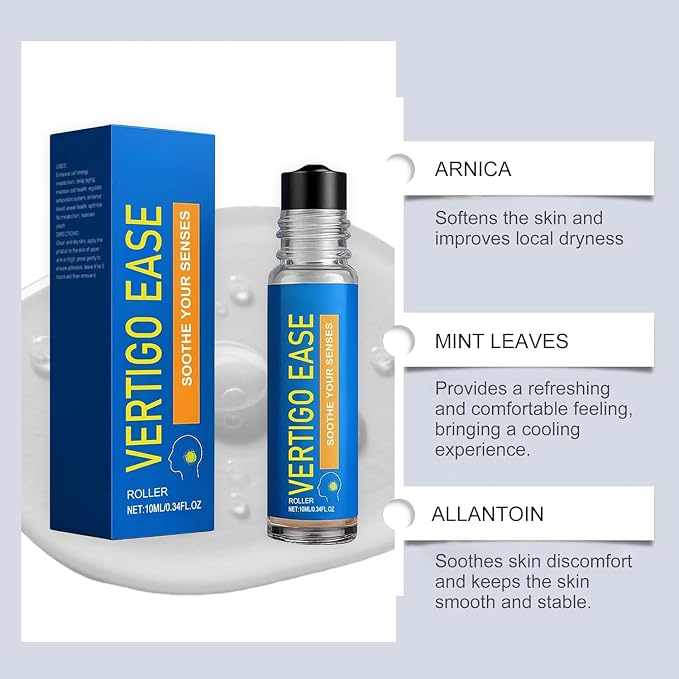 Vertigo Relief Roll On, Soothing Roll-On for Head Comfort | Natural Essential Oil Blend to Ease Feelings of Dizziness - Promote Relaxation - Portable 10ml