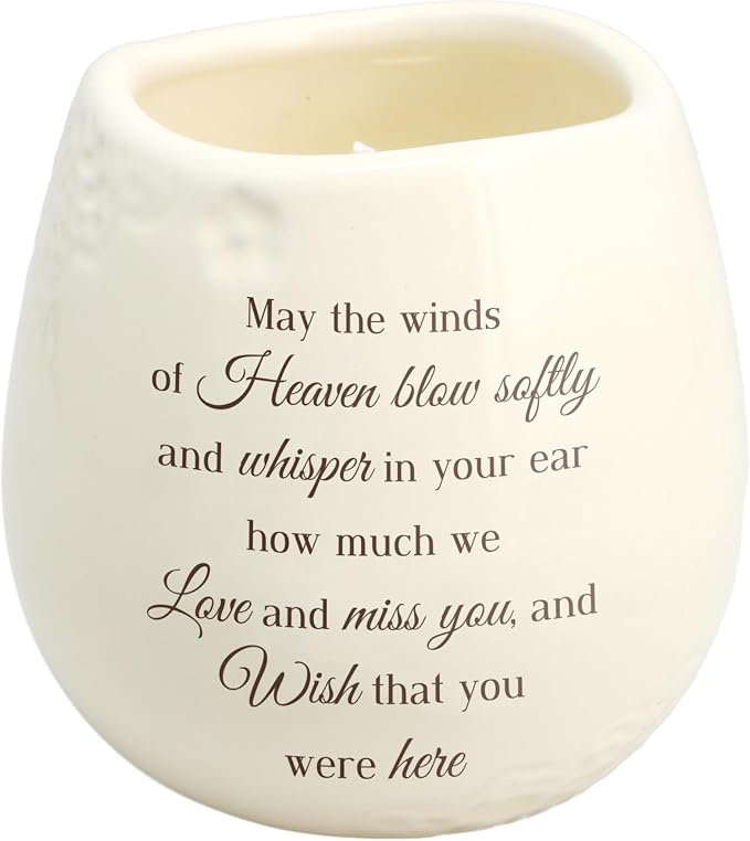 Pavilion Gift Company - Winds of Heaven 8 oz Bereavement Candle, Memorial Gifts for Loss of Mother Father Friend Loved One, Remembrance, Condolences, Sympathy, 1 Count, Cream
