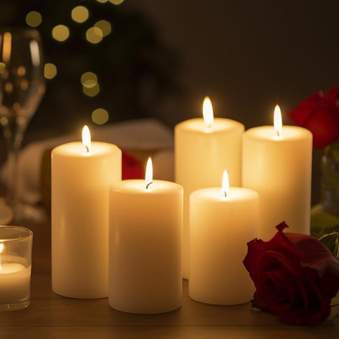 Ivory Pillar Candles – 2.8x4 Unscented Candle Set of 12 – Dripless, Smokeless, and Clean Burning Household Large Decorative Table Candles – Perfect for Weddings, Parties, Dinners