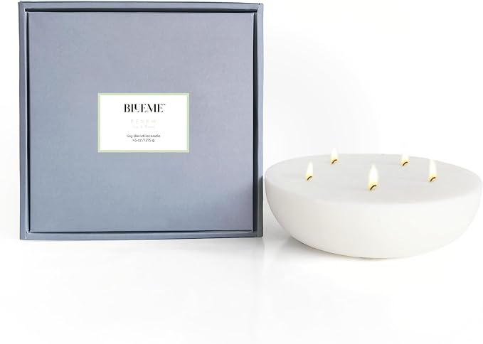 Blueme Renew Candle Refill | Ivy & Rose | 5 Wick - Contains Essential Oil, Sustainable, Hand Finished, Hand Poured, Luxury Refill, Natural Cotton Wick, Soy-Wax Blend | Giant 45 oz