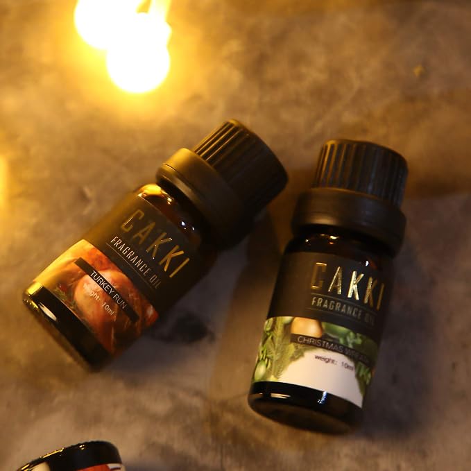 Christmas Essential Oils Gift Set, for Home, for Diffuser, 6x10mL, CAKKI Premium Grade Fragrance Oils with Christmas Tree, Cookie, Cranberry Contest, Pumpkin Cart, Turkey Run