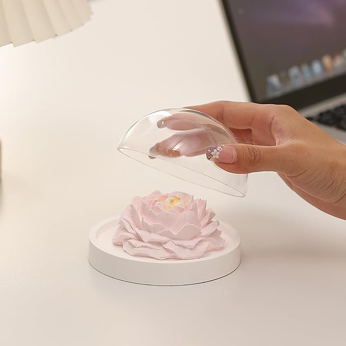 Essential Oil Passive Flower Diffuser -Non-Electric Peony Flower Porcelain Aromatherapy Diffusers for Small Mini Room, Desk Decorative, Bathroom (Pink, Peony)