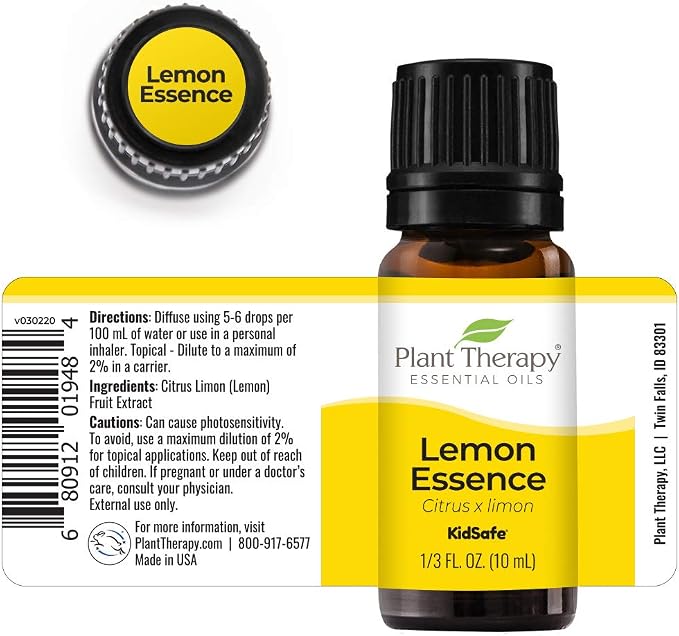 Plant Therapy Lemon Essence Oil 10 mL (1/3 oz) 100% Pure, Undiluted, Essence Oil