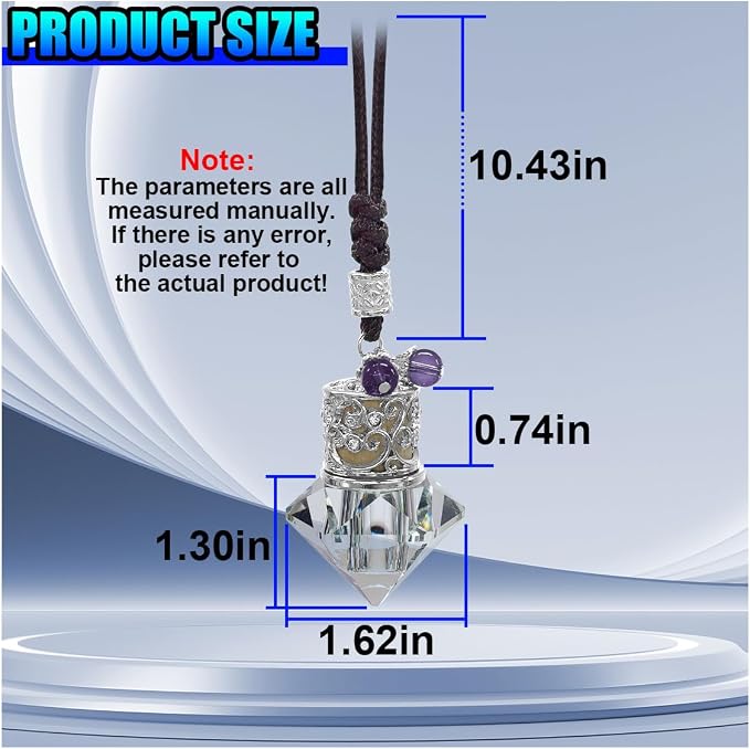 Hanging Car Essential Oil Diffuser Bottle, Crystal Diamond Car Rear View Mirror Charm, 8 ml Empty Glass Bottle Pendant, Elegant Auto Interior Decoration Accessories (Crystal)