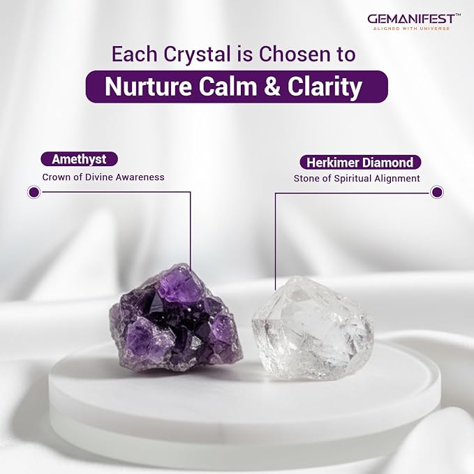 Mindful Meditation Candle with Amethyst and Herkimer Diamond Soy Wax Frankincense Candle for Anxiety Relief Focus Clarity Inner Peace Gifts for Spiritual Seekers Yoga Lovers Wellness Enthusiasts