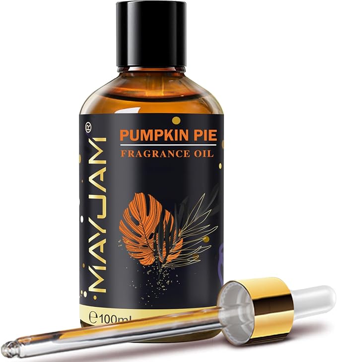 Pumpkin Pie Fragrance Oil Essential Oil, MAYJAM 3.38FL.OZ Pumpkin Pie Oil for Diffusers for Home, Long Lasting Scented Oils for Soap Candle Making - 100ML