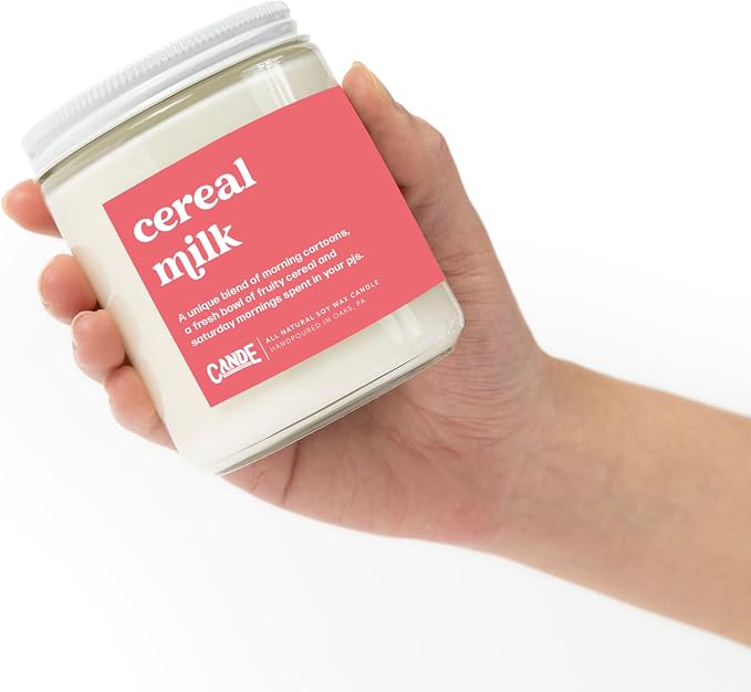 CE CRAFT Cereal Milk Scented Candle - Fruit Loops Scented Candle, Funny Gift for Her, 8 Ounce Glass Jar Candle, 50+ Hour Burn Time