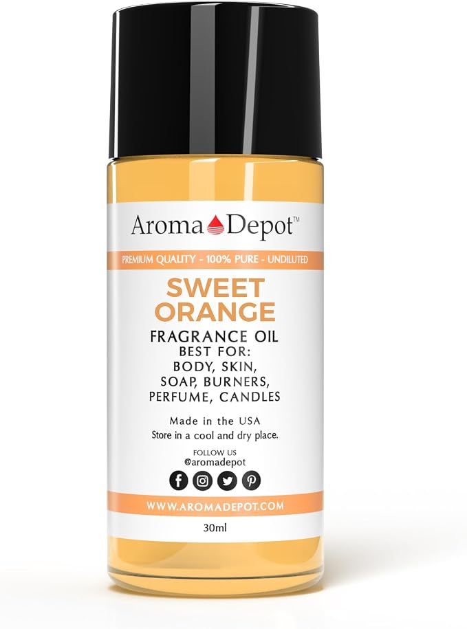 Sweet Orange Fragrance Oil 30 ml Perfume Skin Oil, Scented Oil, is Great for Candles, Bath Bombs, Body Butters, Creams & Lotions. Few Drops in The Diffuser, Burners, or Warmers.