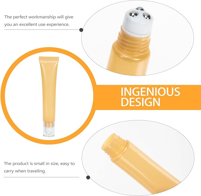 Beavorty 2Pcs Refillable Eye Cream Roller Tubes 4.76In Leakproof Essential Oil Dispenser Bottles for Face Skincare Massage Portable Travel Container