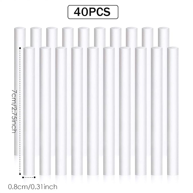40 Pieces Humidifier Filter Cotton Refill Travel Mini Humidifier Filters Sticks Car Filters Replacement Parts for Portable Personal USB Powered Smart H20 in Office Bedroom(2.75 Inch)