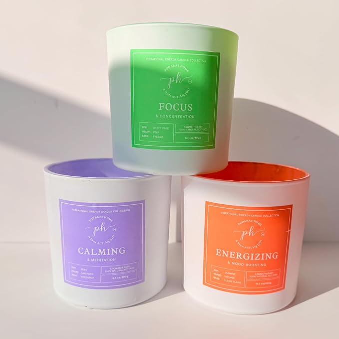 Extra Large Candle – Energizing & Mood Boosting | Orange & Bergamot Ylang Ylang | 14.1 oz (400g) 60 Hours Burn time| Vegan, Clean Burn | Uplift Mood & Confidence
