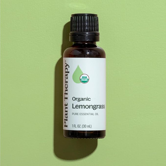 Plant Therapy Organic Lemongrass Essential Oil 30 mL (1 oz), 100% Pure, USDA Certified Organic, Undiluted, Aromatherapy, Deodorizing, and Immune Support