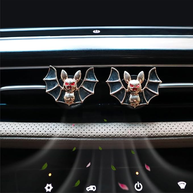 ORIESSE Bat Air Vent Clip Car Air Freshener 2pcs Black Vampire Bat Car Air Fresheners Vent Clips Gothic Vent Clip Car Accessories Gift for Girlfriends Boyfriend Refillable Car Diffuser