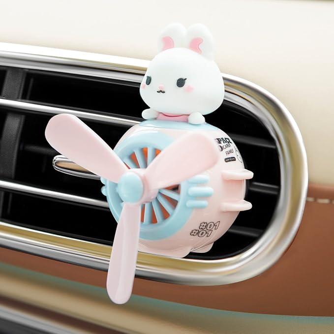 Pilot Rabbit Cute Car Diffuser - Rotating Propeller Cartoon Automotive Air Outlet Fan Creative Car Perfume Decoration - Automotive Air Fresheners
