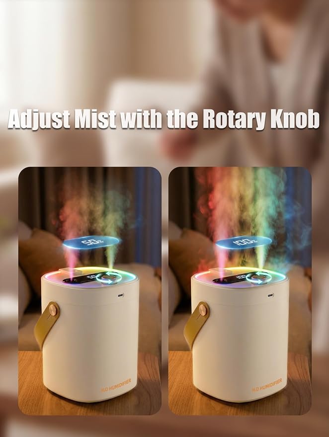 Humidifier, Essential Oil Diffuser, 2L Top Fill Humidifiers for Bedroom, Night Lights, Ultrasonic Cool Mist Humidifier, Auto Shut-Off for Plants Dorm Room Office Home