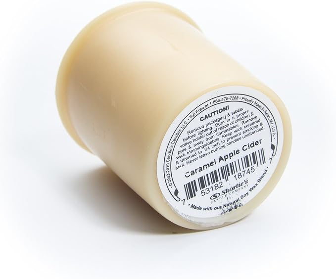 Caramel Apple Cider Soy Votive Candles - Scented with Natural Fragrance Oils - 6 Beige Natural Votive Candle Refills - Bakery & Food Collection