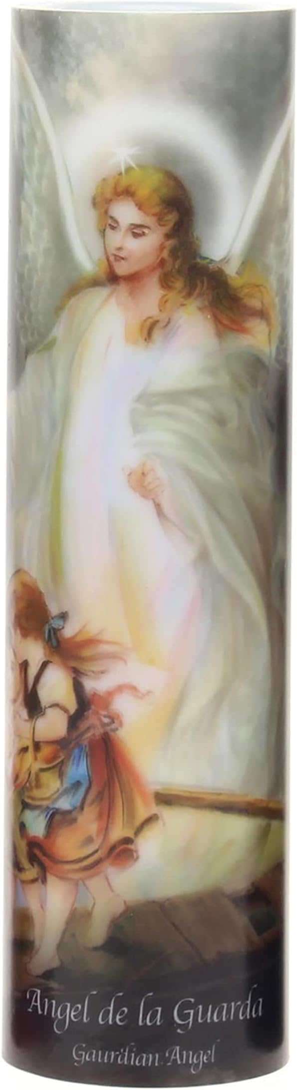 Stonebriar The Saints Collection Guardian Angel Flickering LED Prayer Candle with Automatic Timer, Religious Gift Ideas for Mom, Dad, Sister, Brother, and Friends 8 Inches, 1 Count (Pack of 1)