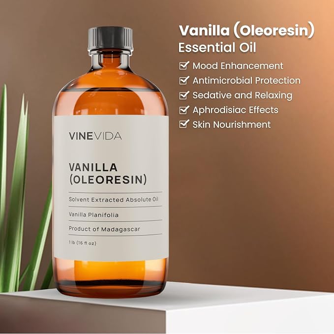 VINEVIDA [16oz] Vanilla Oleoresin Essential Oil - Bulk Essential Oil for Soap Making and Candle Making