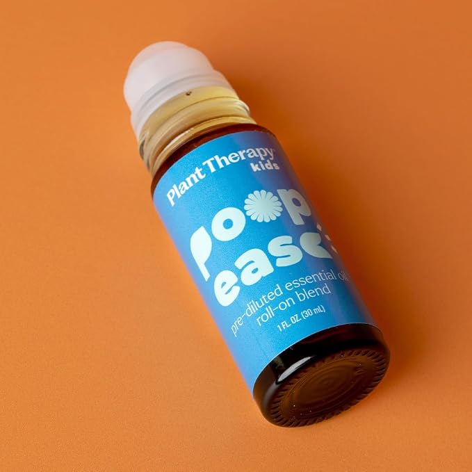 Plant Therapy Kids PoopEase Essential Oil Roll-On 30 mL (1 oz) Eases Bloating, Cramps, and Constipation, Safe & Effective for Kids & Adults, Easy Mess-Free Application