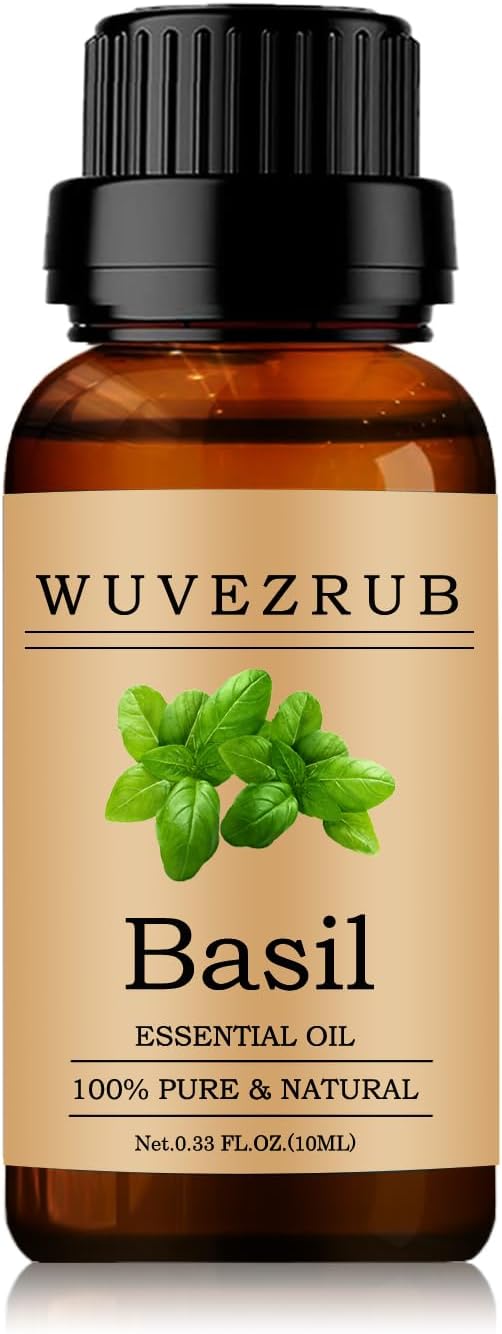 Basil Essential Oils 10ML, 100% Pure and Natural Essential Oil for Aromatherapy Diffuser - 0.33 Fl Oz/Basil