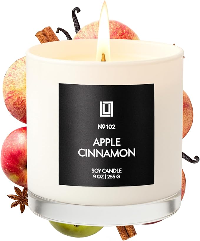 Lulu Candles | Apple Cinnamon | Luxury Scented Soy Jar Candle | Hand Poured in The USA | Highly Scented & Long Lasting (9 Oz.)