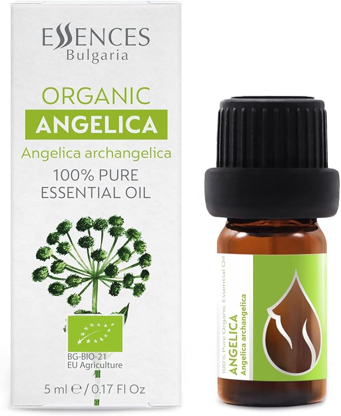 Essences Bulgaria Organic Angelica Essential Oil 1/6 Fl Oz | 5ml | Angelica archangelica | 100% Pure and Natural | Undiluted | Therapeutic Grade | Family Owned Farm | Steam-Distilled | Non-GMO | Vegan