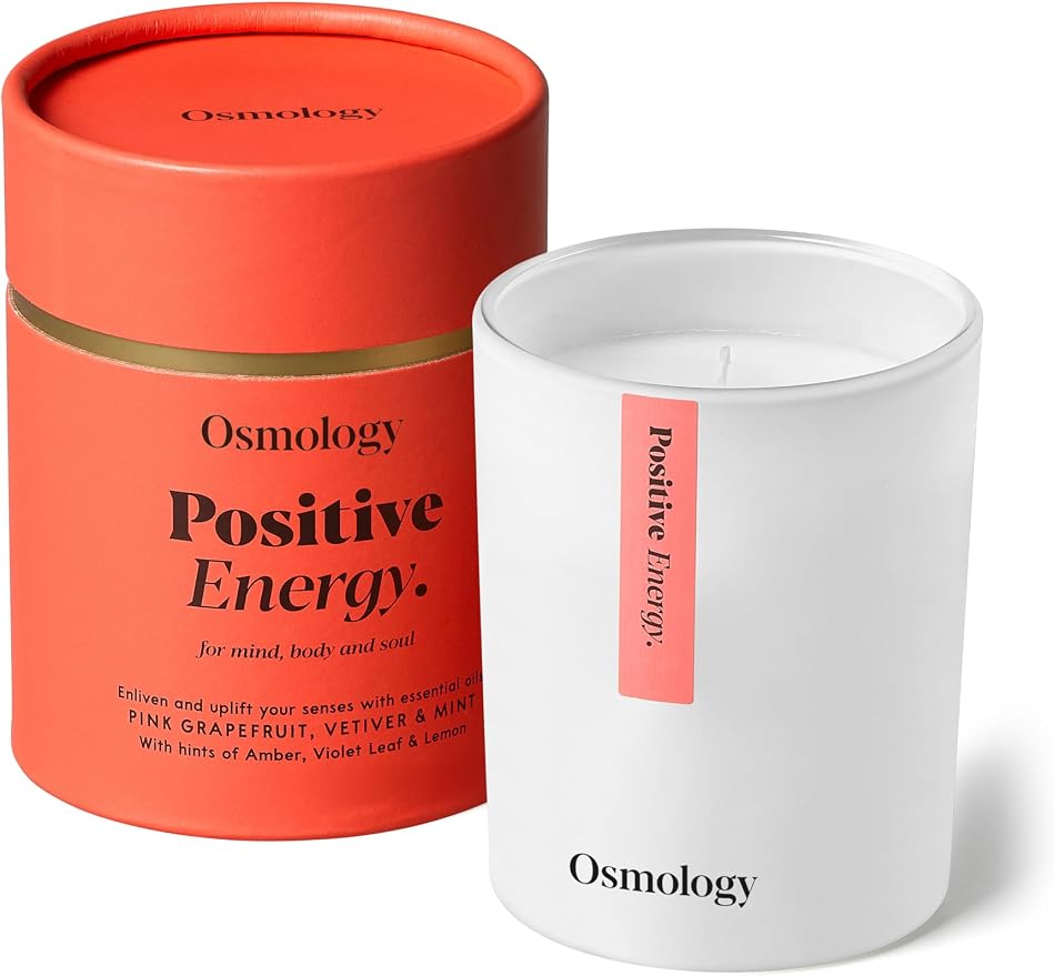 Positive Energy Aromatherapy Candle – Grapefruit, Peppermint & Lemon Scented Candle, Plant-Based Wax, 7 oz, 45 Hour Burn Time, Uplifting & Refreshing Candle