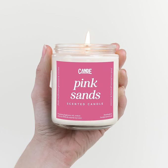 CE CRAFT Scented Soy Wax Candle for Home, Luxury Scented Soy Jar Candle, Hand Poured in The USA, Highly Scented & Long Lasting for Home, Mom, Women, Birthday Gift (Pink Sands)