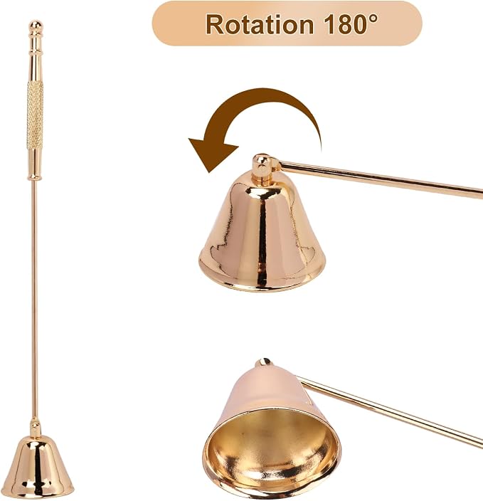 6 Pack Golden Candle Snuffer Vintage, Premium Stainless Steel Wick Flame Extinguisher, 8.3 Inch Wick snuffer with Long Handle, Elegant Design for Candles, Candle Accessory for Candle Lovers