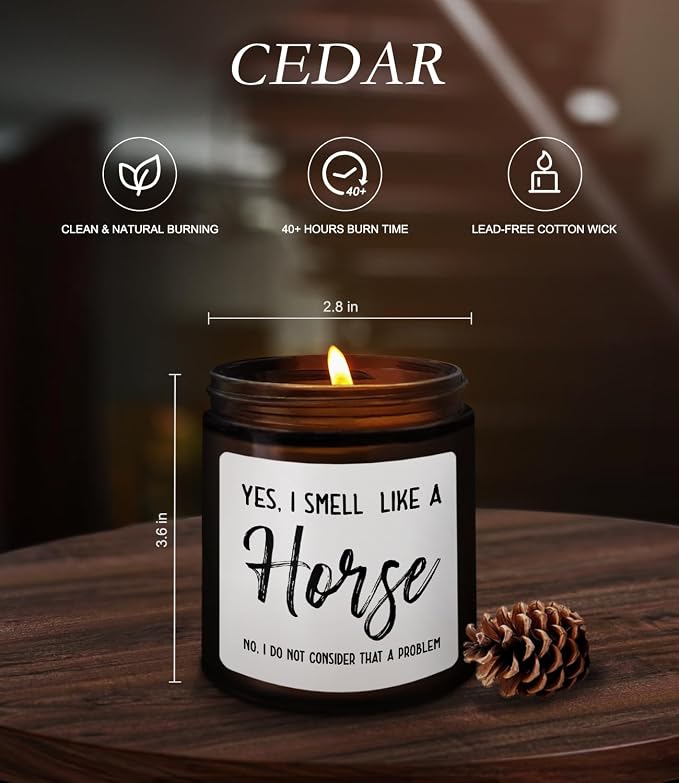 Horse Candle - Cedar Scented,Equestrian Gift for Horse Lovers,8 oz