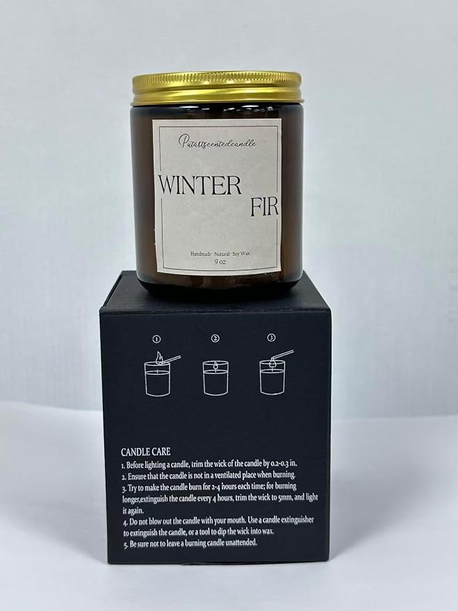 Fir Scented Candles for Home, Natural Soy Wax Aromatherapy Non Toxic Winter Fir Candle Gifts for Women Men, Home Fragrance Decoration Glass Jar Candle for Meditation and Relaxation (9oz)