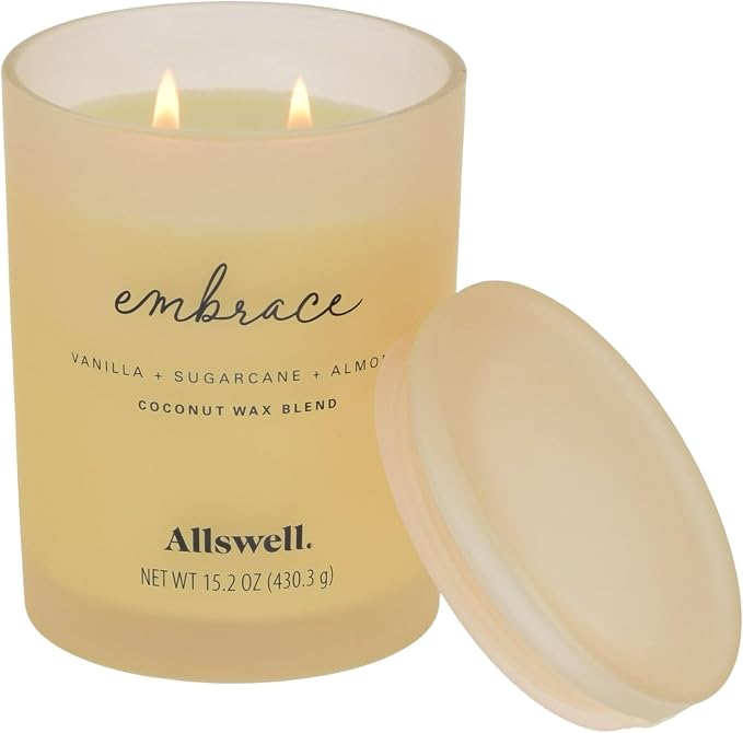 Frosted Scented 2 Wick Candles AW (Embrace (Vanilla + Sugarcane + Almond))