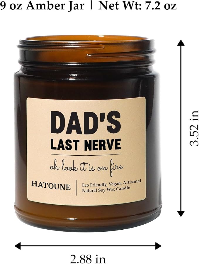 Amber & Oakmoss Scented Soy Candle, Dad's Last Nerve - Oh Look It is On Fire, Made in USA, Hand Crafted, 40-50 Hour Burn Time, 7.2 oz Amber Jar