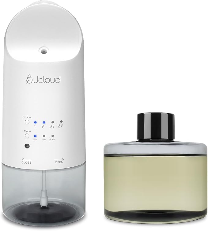 JCLOUD Plug in Diffuser Covers Up to 500 Sq. Ft. for Home, Office, Spa – Waterless Scent Diffuser Starter Kit with Royal Serenity Essential Oil Inspired by Luxury Hotel 140mL, White