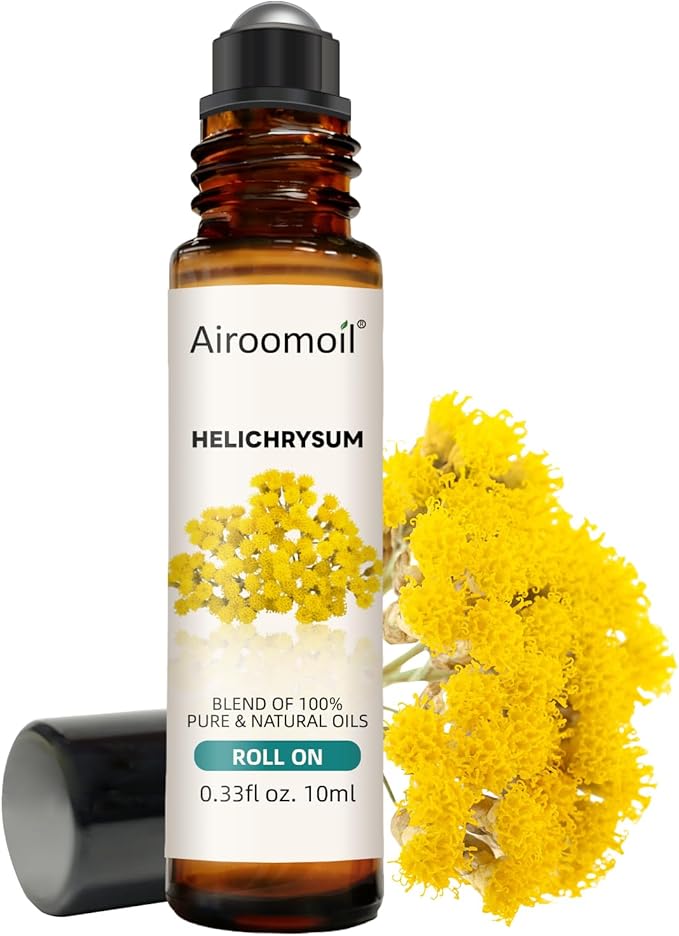 Helichrysum Essential Oil Roll-On 0.33 Oz – Pre-Diluted Aromatherapy Blend, Soft Honey-Herbal Scent, Pocket Size for Daily Commute, Office & Evening Wind-Down, Natural Female Gift