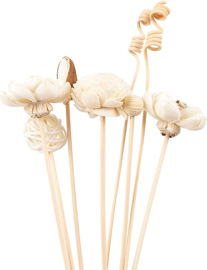 5Pcs Diffuser Sticks Wood Chinese Rose Flower Rattan Reed Essential Oil Aroma Diffuser