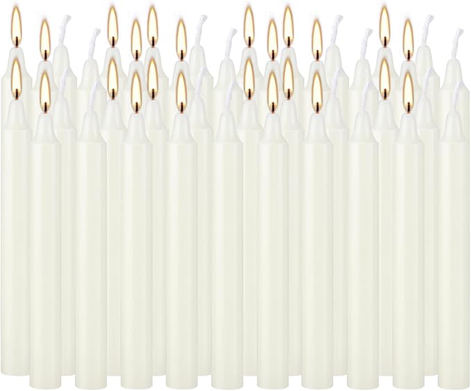 YOROXRG Set of 40 Ivory Candles Mini Unscented Taper Candles for Christmas,Household, Wedding, Rituals, Prayer, Birthdays, Meditation, Altar,Party and Home Décor Candlesticks - 4 Inch Tall