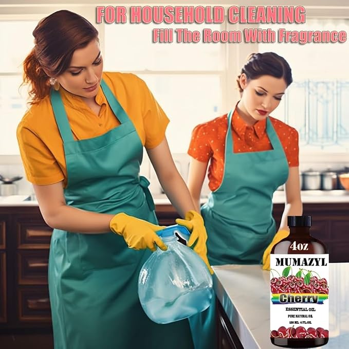 Cherry Essential Oil, Cherry Oil 4 Fl Oz 120ML for Diffuser Humidifier Yoga Cleaning DIY Candle Soap Making MUMAZYL Essential Oils