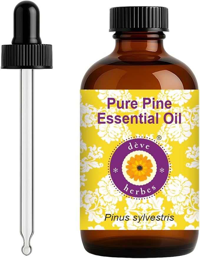 dève herbes Pine Essential Oil (Pinus sylvestris) with Glass Dropper | Pure | Non-Sticky | Non-Greasy | Lightweight | Men & Women | All Skin Types | Steam Distilled 120ml (4 oz)