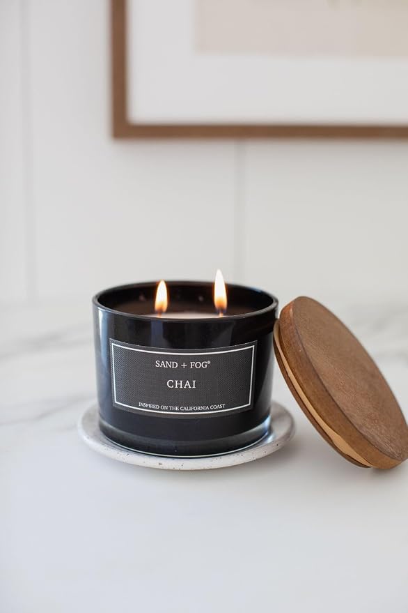 Sand + Fog Scented Candle - Chai – Additional Scents and Sizes – 100% Cotton Lead-Free Wick - Luxury Air Freshening Jar Candles - Perfect Home Decor – 12oz