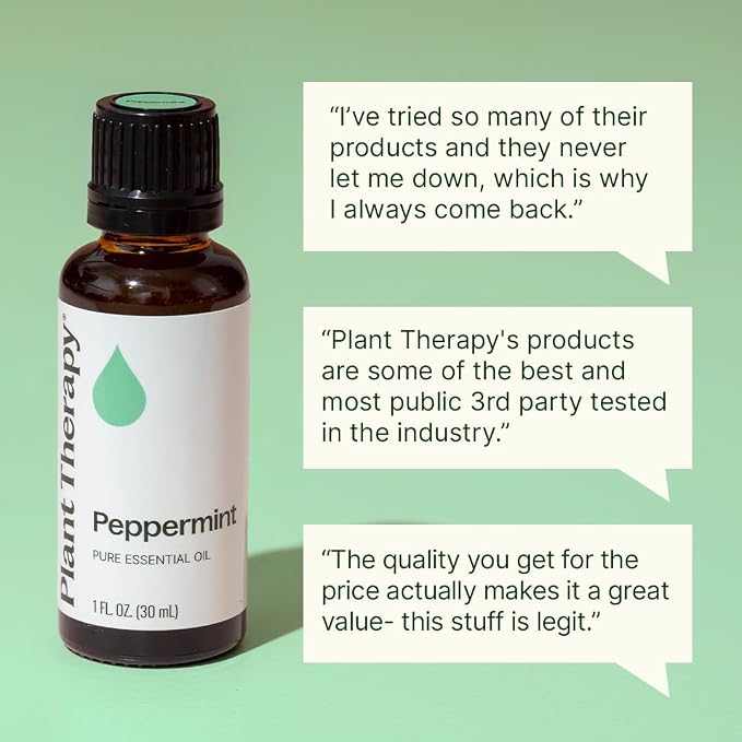 Plant Therapy Peppermint Essential Oil 30 mL (1 oz) 100% Pure, Undiluted, Natural Aromatherapy for Diffuser & Topical Use, Relaxation, Digestion, Respiratory, & Massage, Peppermint Oil for Skin & Hair