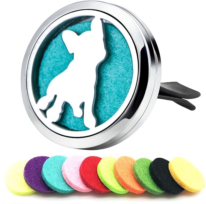 Dog Car Diffuser Vent Clips Essential Oil Car Diffuser (Oil Not Included) Stainless Steel Car Accessories for Women Mother's Birthday with 10 Felt Pads