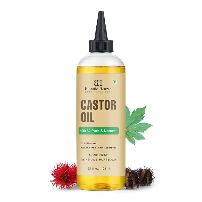 Botanic Hearth Castor Oil & Hair Treatment Oils 6.7 Fl oz|100% Pure & Natural, Cold Pressed |For Hair, Eyelashes & Eyebrows | Hexane Free, Fast Absorbing | With Applicators & Dropper | All Hair Types