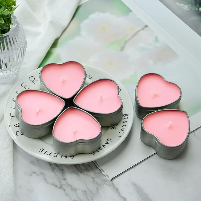 DEYBBY Rose Aromatherapy Pink Tea Light Large Candles, Highly Scented tealight Candles—6 Hours Burn Time for Valentine's Gift, Dinner, Wedding (Pack of 6)