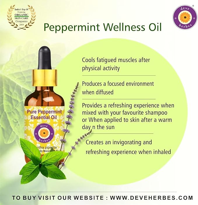 Deve herbes Pure Peppermint Essential Oil (Mentha piperita) Steam Distilled 100ml x 5 (16.9 oz)