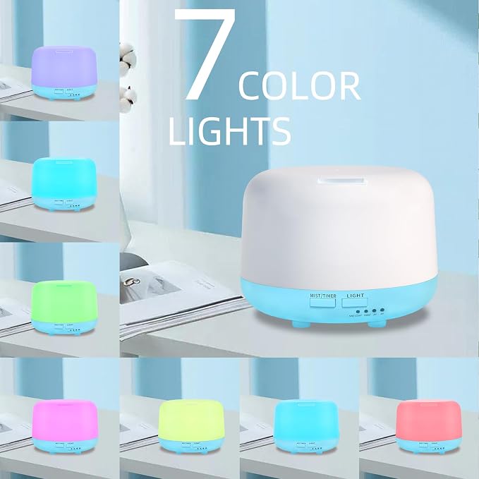Marchred 300ML Essential Oil Diffuser with Remote Control, 7 LED Color Changing Light, 8 Hour Cool Mist Fragrance Air Humidifier