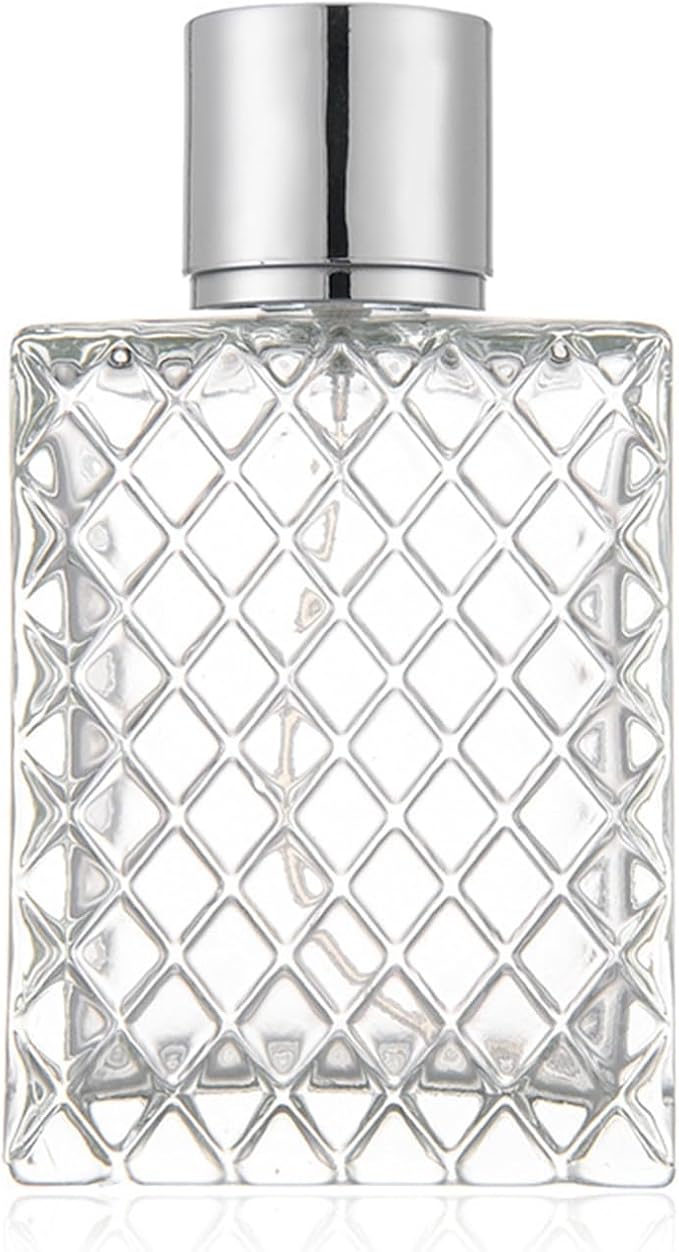 Jinshining 100ml 3.4Oz Clear Glass Spray Bottles Empty Square Perfume Fine Mist Atomizer Refillable Essential Oil Container for Travel Spray Bottles Refillable Containers,Fine Mist Atomizers
